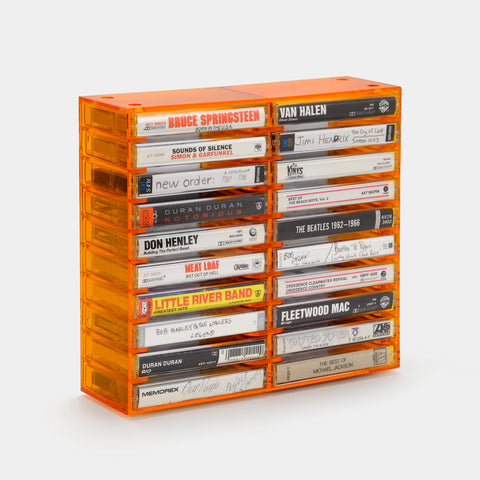 ACRYLIC CASSETTE TAPE STORAGE RACK FOR 20 CASSETTES