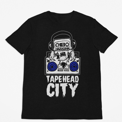 Tapehead City classic logo / black t-shirt - BLUE SPEAKERS