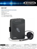Jensen SCR-75-HP Classic Personal Cassette Player with AM FM Radio (Black)