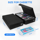 USED "BLACK" cassette Tape Storage Box with Handles and Lid – Cassette Tape Holder and Organizer with External Label Slots, Stackable Cassette Storage Rack
