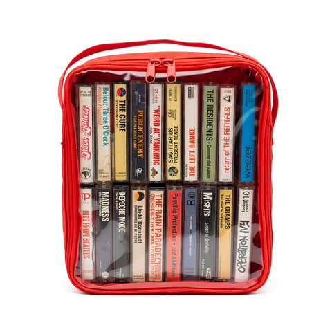 Red Cassette Tape Holder Carry Bag Case - Holds 20 tapes - BRAND NEW