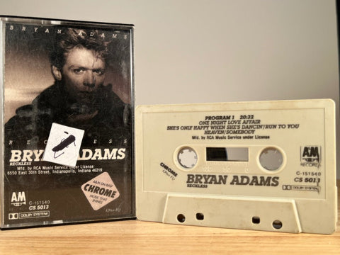 BRYAN ADAMS – Reckless – CASSETTE TAPE