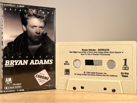 BRYAN ADAMS – RECKLESS – CASSETTE TAPE