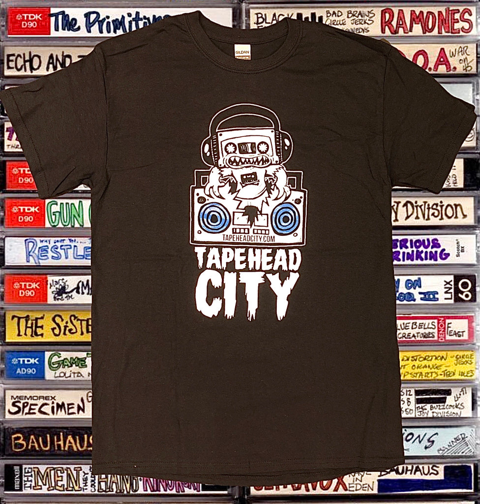 Tapehead City classic logo / black t-shirt - BLUE SPEAKERS